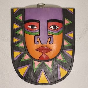 Vintage Laurel Burch Hand Carved Wooden Tribal Mask